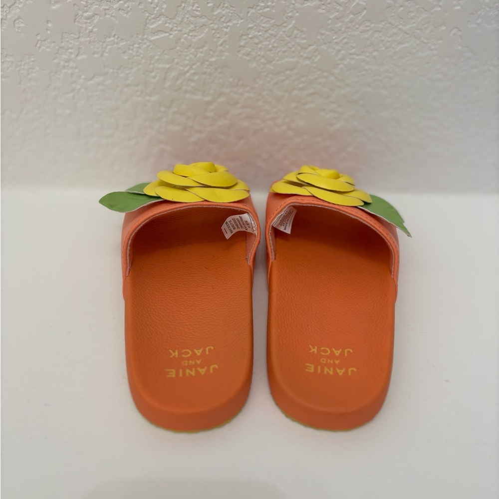 Janie and Jack Orange Yellow Floral Slide Sandals. Never Worn! - Picture 3 of 4